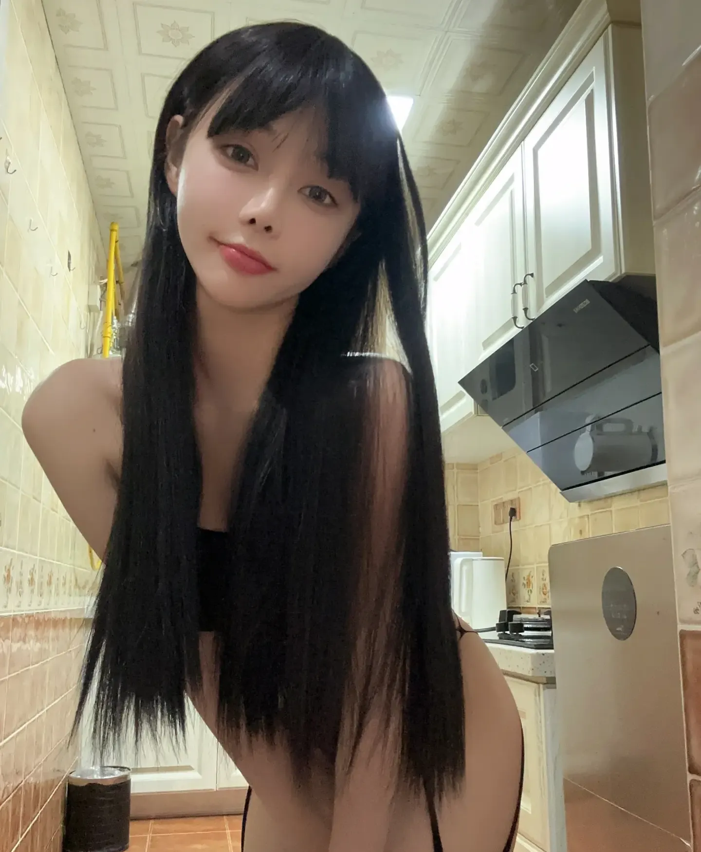 无欲无求的推土君 镂空黑色连体衣