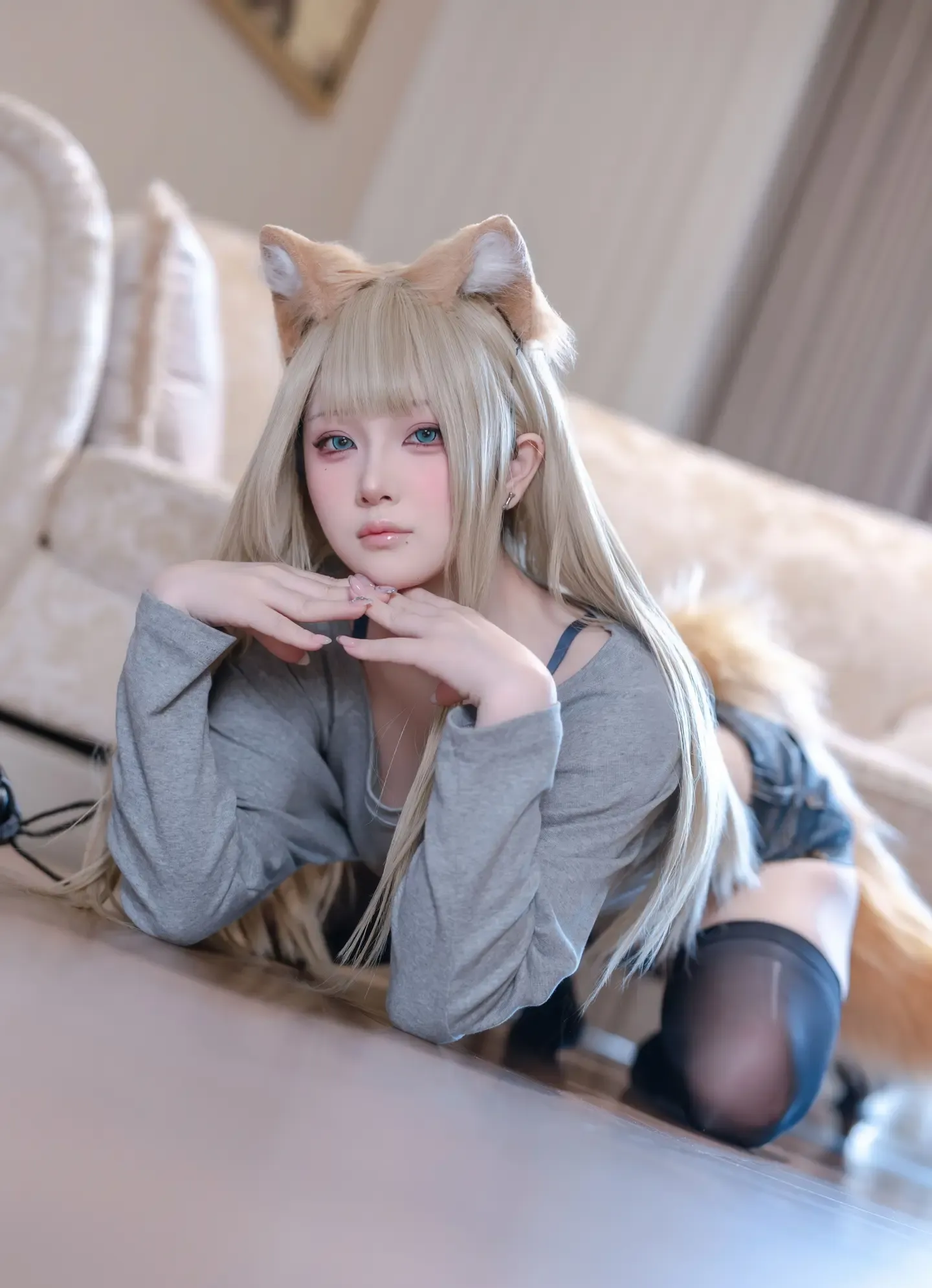 屿鱼 猫娘紧身短裤