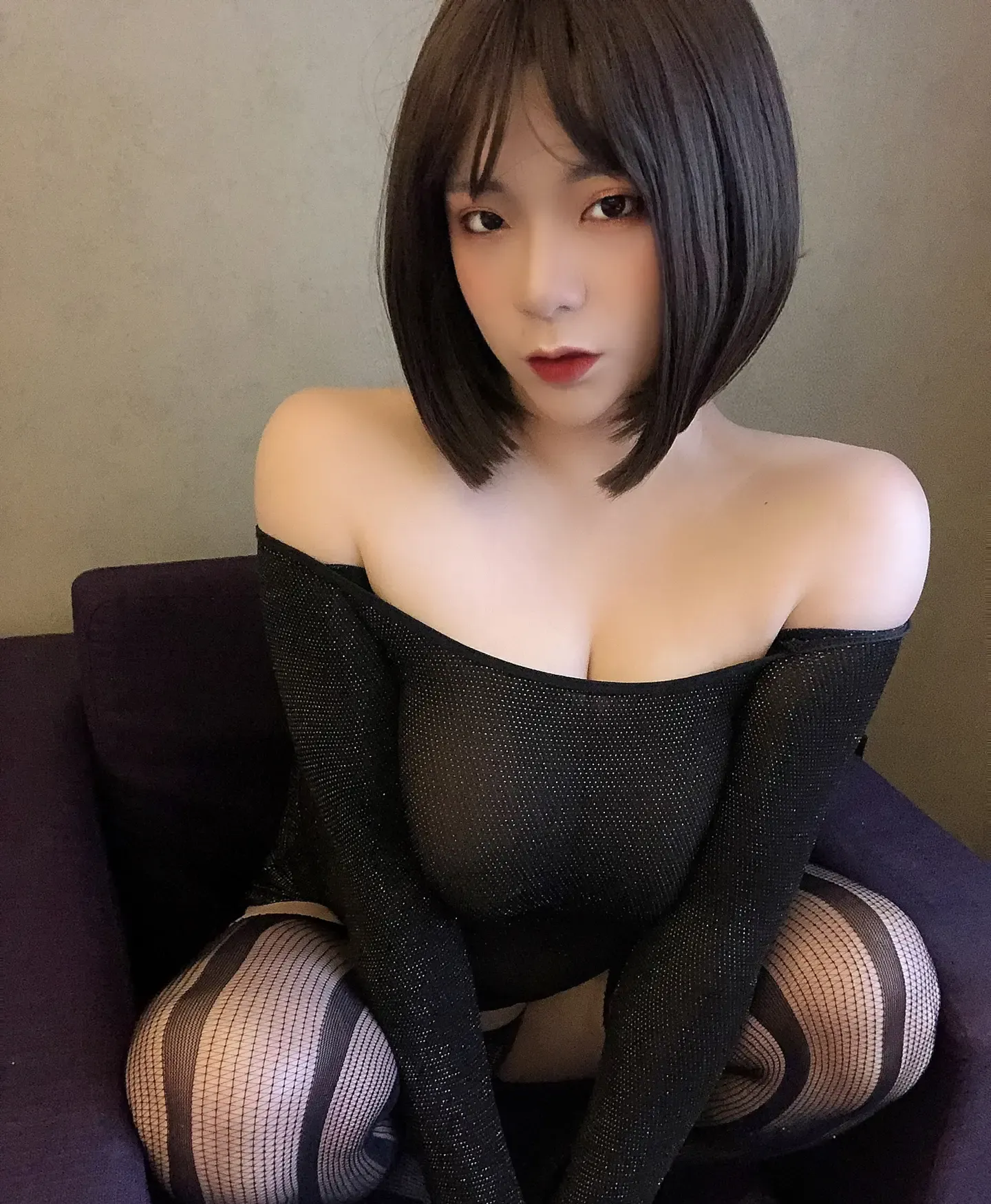 奶兔biubiu 黑色透肉